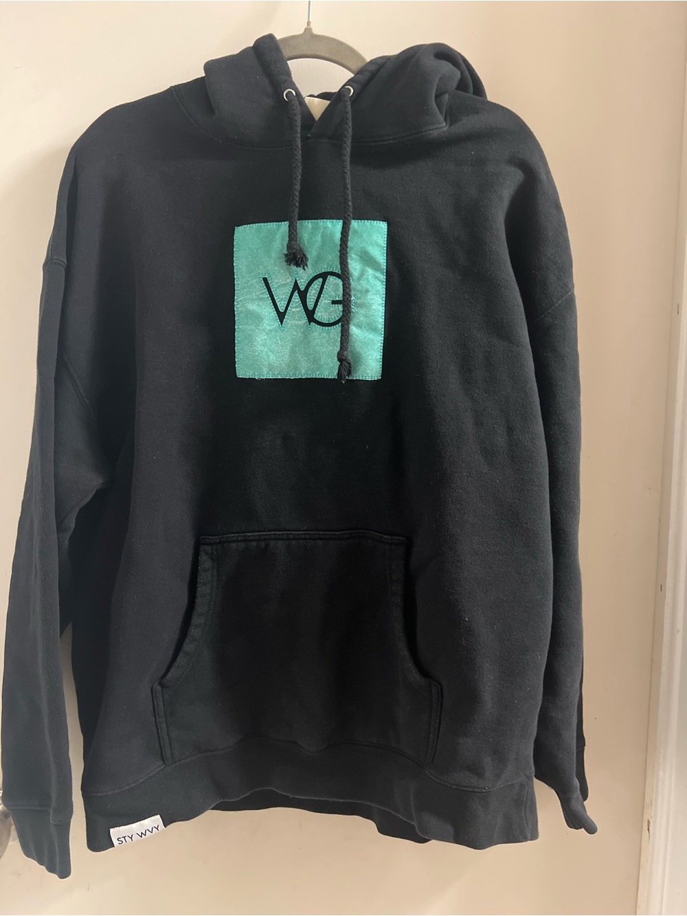 WVG Black Hoodie with Teal Logo - Men's Pullover Sweatshirt